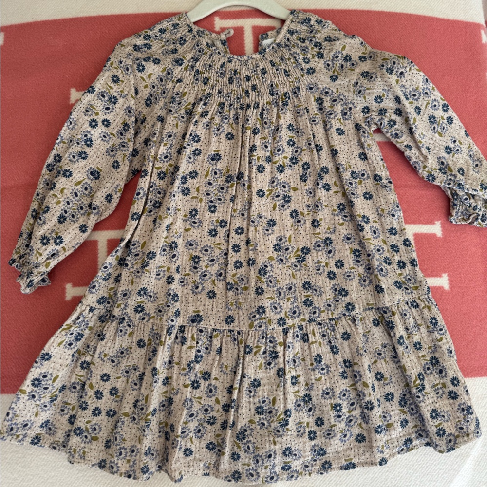 Zara Kids Floral Dress in Cream and Blue